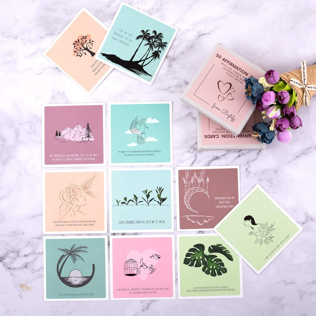 100 Affirmation Cards for Women and Men With 150+ Thought-Provoking Questions, Unique Affirmation cards for stress Relief, Meditation and Self Care Gift For Women and Men.