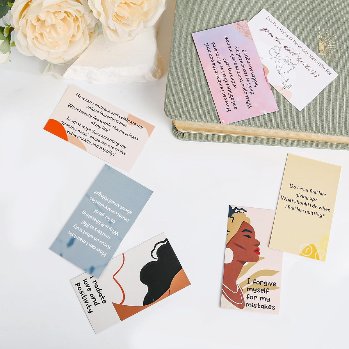 100 Affirmation Cards for Women and Men With 150+ Thought-Provoking Questions, Unique Affirmation cards for stress Relief, Meditation and Self Care Gift For Women and Men.