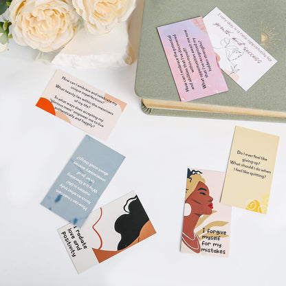 100 Affirmation Cards for Women and Men With 150+ Thought-Provoking Questions, Unique Affirmation cards for stress Relief, Meditation and Self Care Gift For Women and Men.
