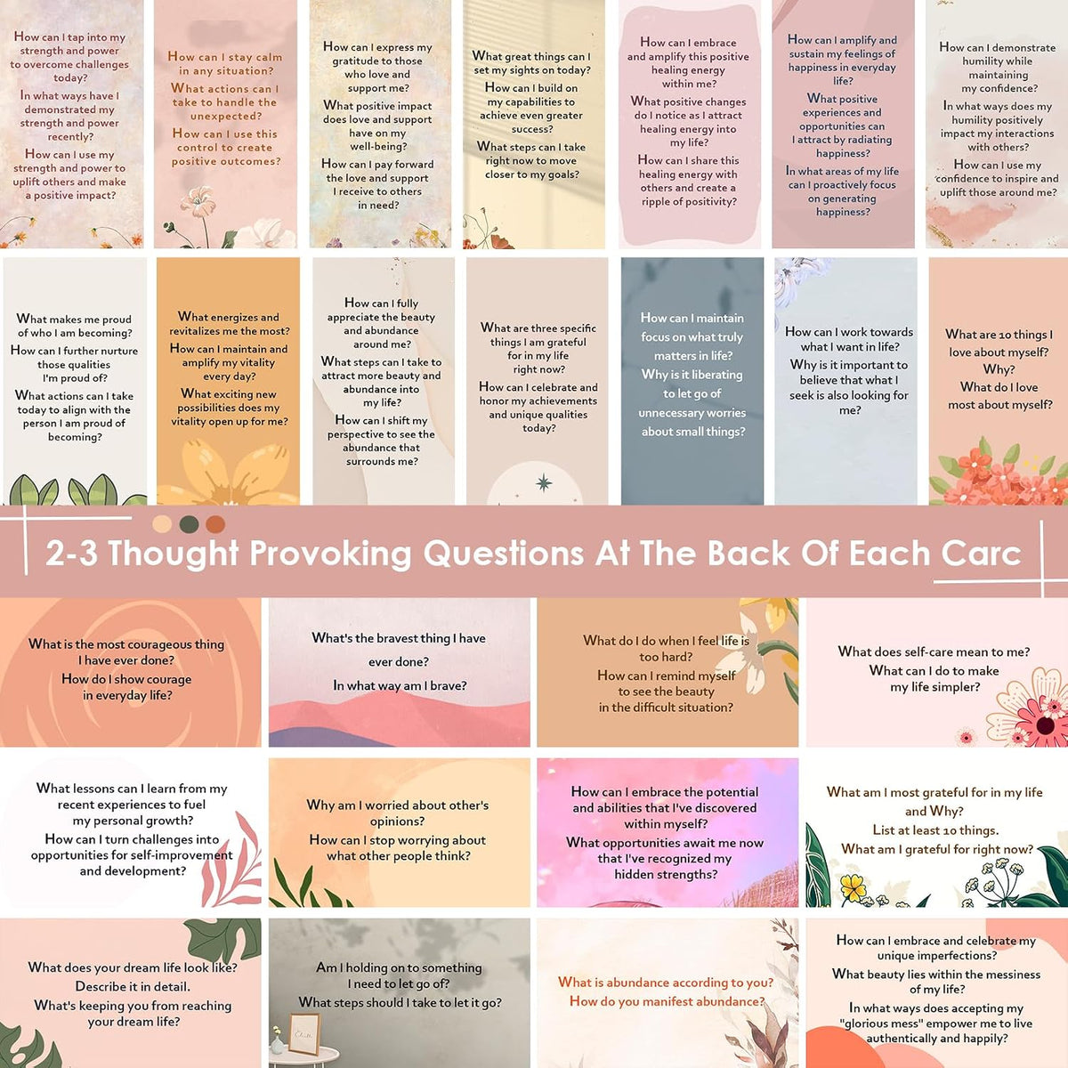 100 Affirmation Cards for Women and Men With 150+ Thought-Provoking Questions, Unique Affirmation cards for stress Relief, Meditation and Self Care Gift For Women and Men.
