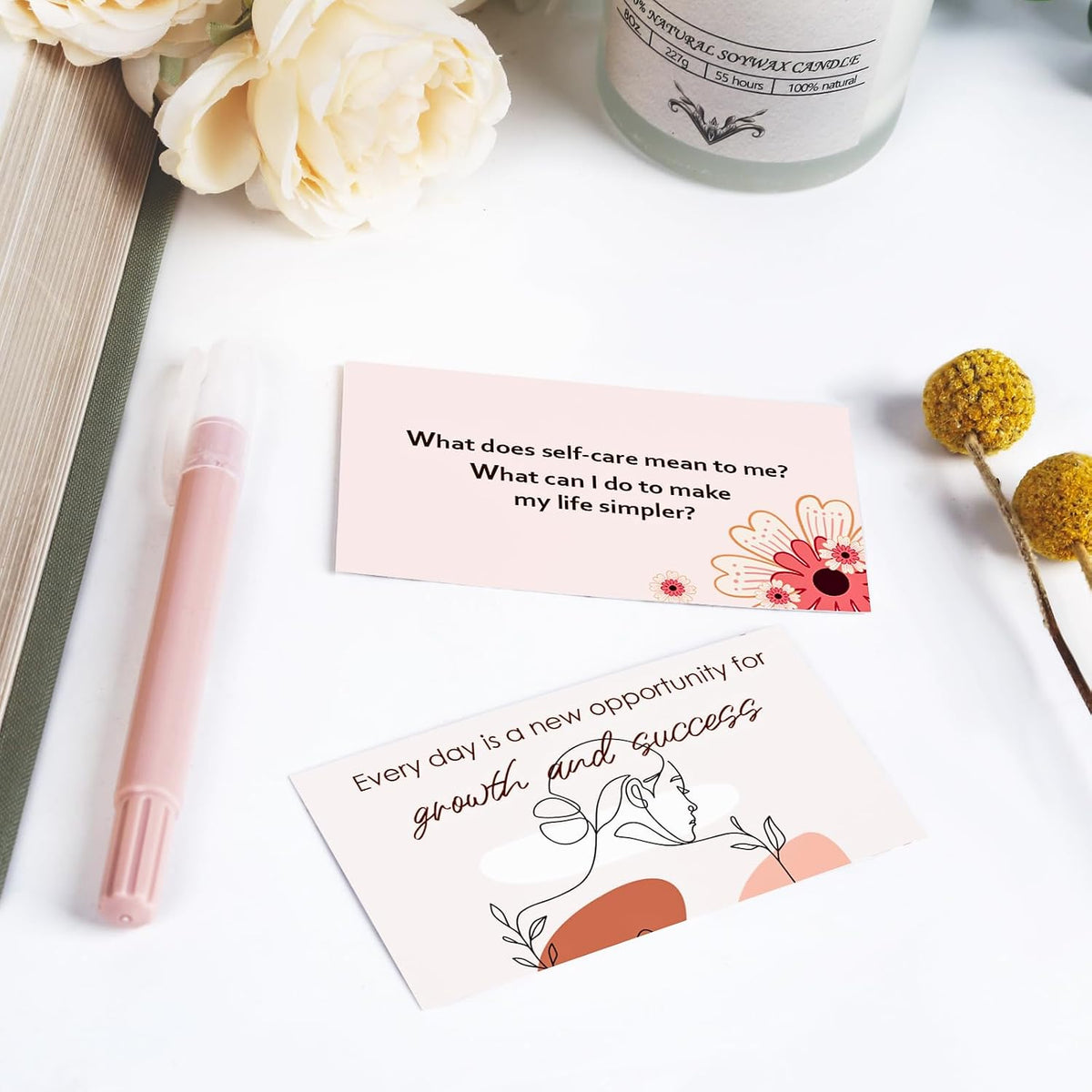 100 Affirmation Cards for Women and Men With 150+ Thought-Provoking Questions, Unique Affirmation cards for stress Relief, Meditation and Self Care Gift For Women and Men.