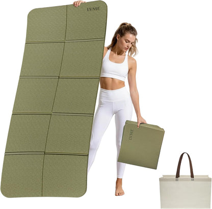 Foldable Yoga Mat,（75"x31.5"）Extra Large Travel Mat