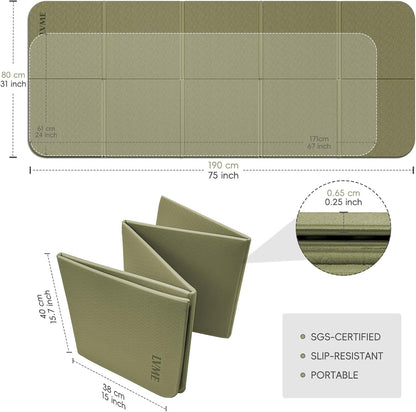 Foldable Yoga Mat,（75"x31.5"）Extra Large Travel Mat