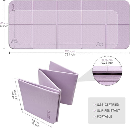 Foldable Yoga Mat,（75"x31.5"）Extra Large Travel Mat
