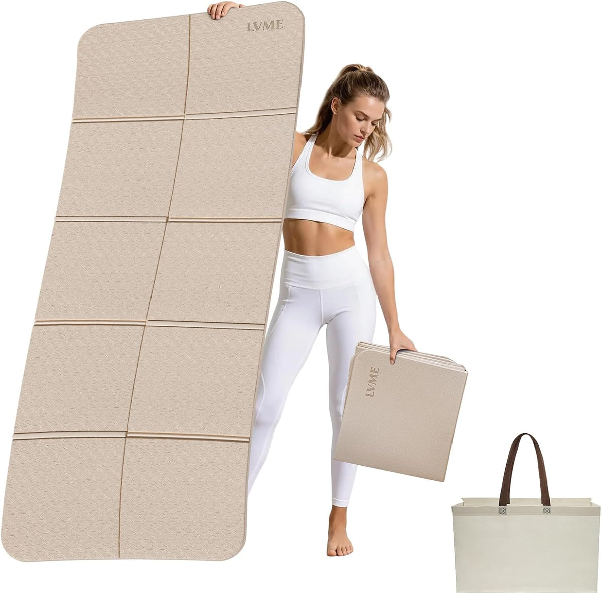 Foldable Yoga Mat,（75"x31.5"）Extra Large Travel Mat