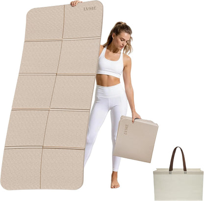 Foldable Yoga Mat,（75"x31.5"）Extra Large Travel Mat