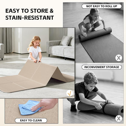 Foldable Yoga Mat,（75"x31.5"）Extra Large Travel Mat