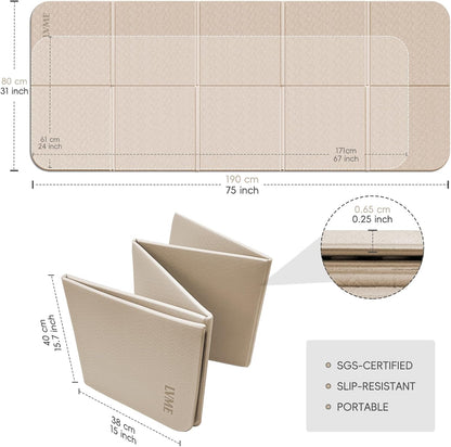 Foldable Yoga Mat,（75"x31.5"）Extra Large Travel Mat