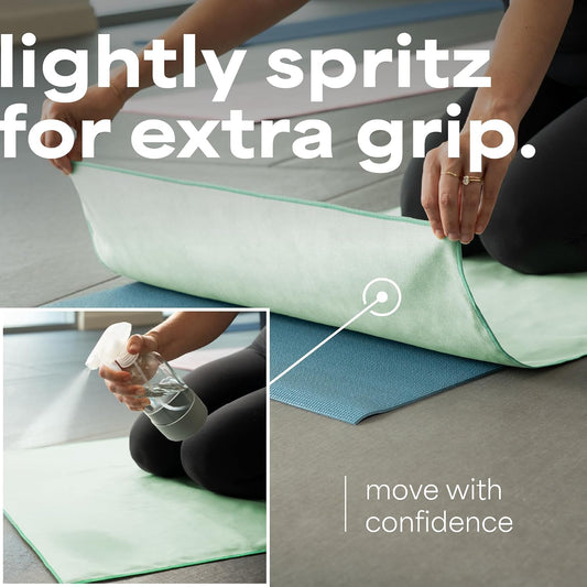 . Aura Microfiber Yoga Mat Towel, 26.5" x 72", Green | Soft and Absorbent, Quick-Dry for Gym, Pilates, and Hot Yoga, Compact for Gym Bag, Machine Washable