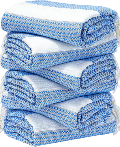 6 Packs Oversized Turkish Beach Towels Set Towel Bulk 74"x38" Extra Large Quick Dry Sand Free Light Swim Bath Camping Pool Towel Travel Blanket Essentials Cruise Accessories Adult Vacation