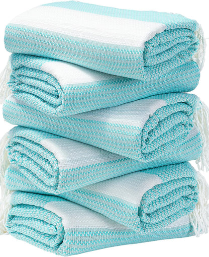 6 Packs Oversized Turkish Beach Towels Set Towel Bulk 74"x38" Extra Large Quick Dry Sand Free Light Swim Bath Camping Pool Towel Travel Blanket Essentials Cruise Accessories Adult Vacation