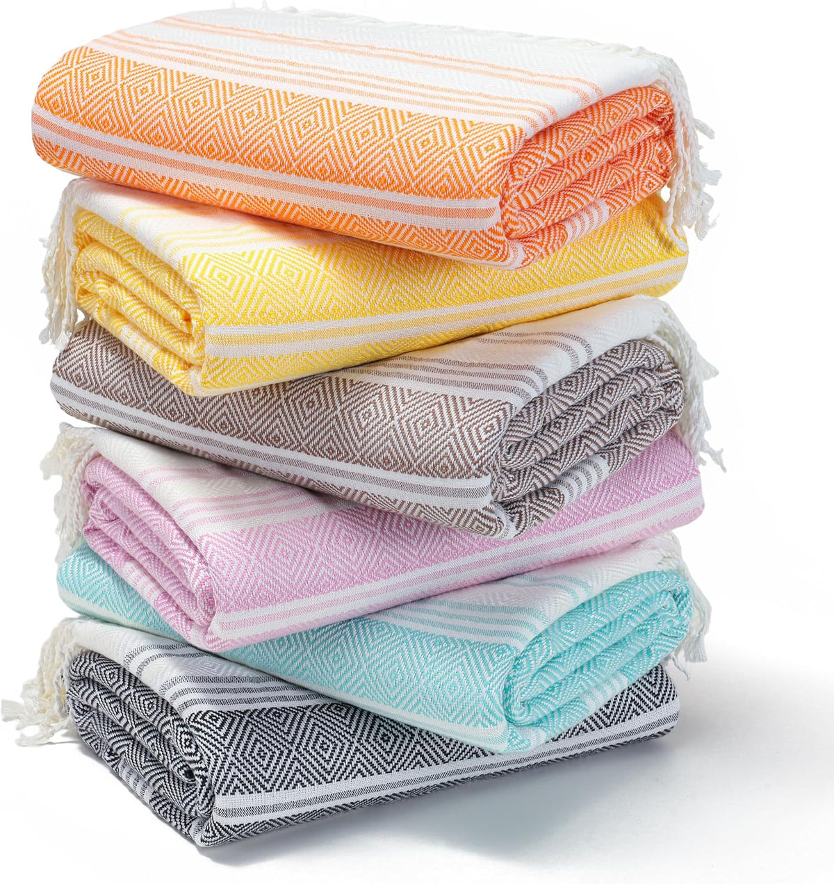 6 Packs Oversized Turkish Beach Towels Set Towel Bulk 74"x38" Extra Large Quick Dry Sand Free Light Swim Bath Camping Pool Towel Travel Blanket Essentials Cruise Accessories Adult Vacation