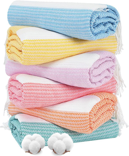 6 Packs Oversized Turkish Beach Towels Set Towel Bulk 74"x38" Extra Large Quick Dry Sand Free Light Swim Bath Camping Pool Towel Travel Blanket Essentials Cruise Accessories Adult Vacation
