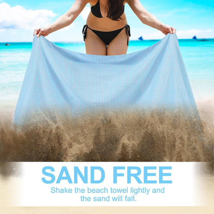 6 Packs Oversized Turkish Beach Towels Set Towel Bulk 74"x38" Extra Large Quick Dry Sand Free Light Swim Bath Camping Pool Towel Travel Blanket Essentials Cruise Accessories Adult Vacation
