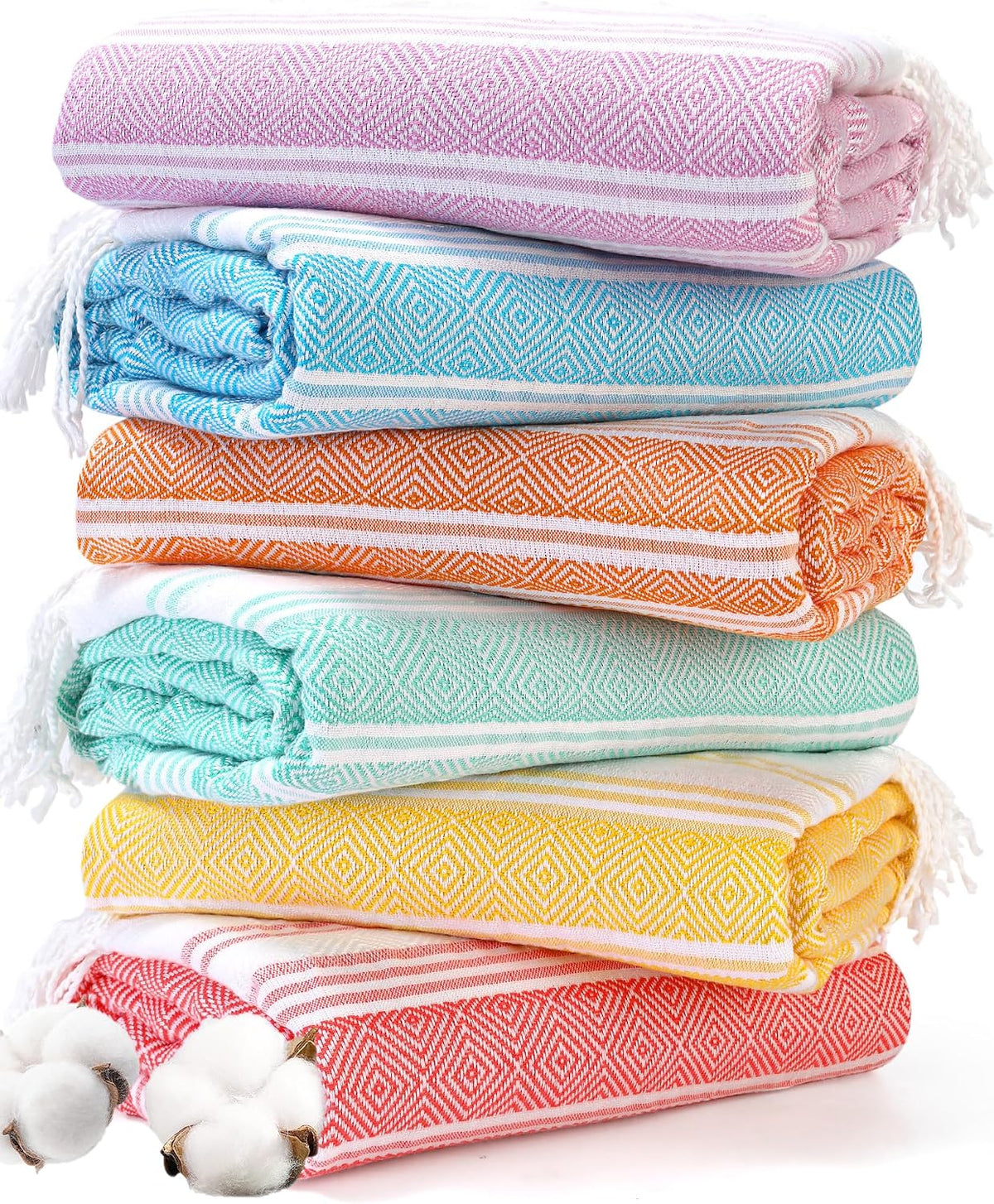 6 Packs Oversized Turkish Beach Towels Set Towel Bulk 74"x38" Extra Large Quick Dry Sand Free Light Swim Bath Camping Pool Towel Travel Blanket Essentials Cruise Accessories Adult Vacation