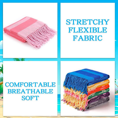 6 Packs Oversized Turkish Beach Towels Set Towel Bulk 74"x38" Extra Large Quick Dry Sand Free Light Swim Bath Camping Pool Towel Travel Blanket Essentials Cruise Accessories Adult Vacation