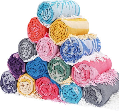 6 Packs Oversized Turkish Beach Towels Set Towel Bulk 74"x38" Extra Large Quick Dry Sand Free Light Swim Bath Camping Pool Towel Travel Blanket Essentials Cruise Accessories Adult Vacation