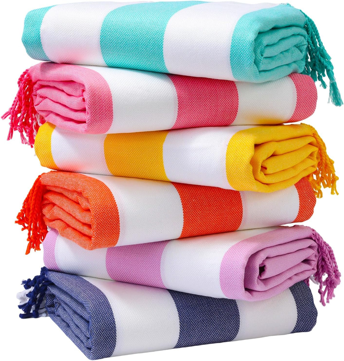 6 Packs Oversized Turkish Beach Towels Set Towel Bulk 74"x38" Extra Large Quick Dry Sand Free Light Swim Bath Camping Pool Towel Travel Blanket Essentials Cruise Accessories Adult Vacation