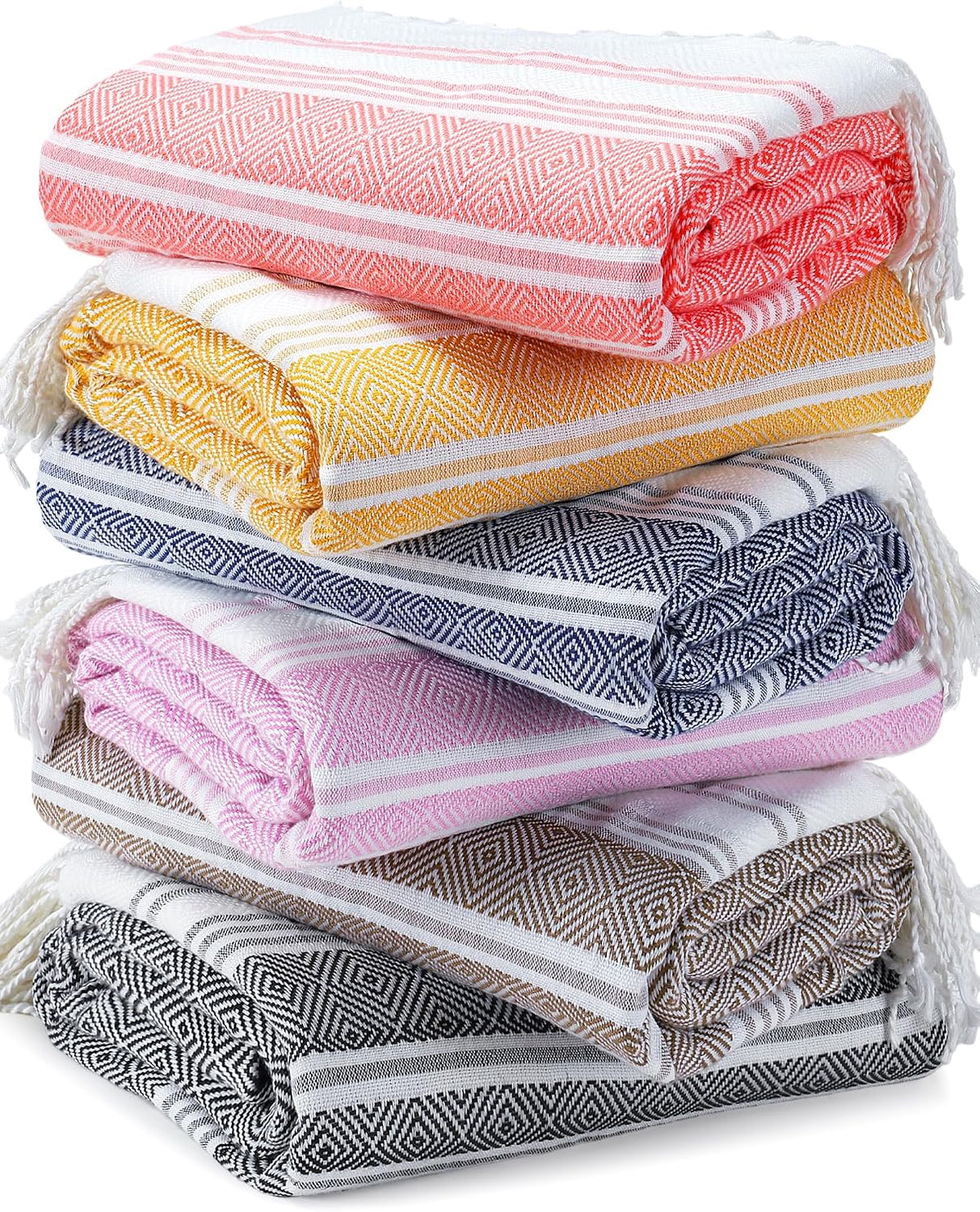 6 Packs Oversized Turkish Beach Towels Set Towel Bulk 74"x38" Extra Large Quick Dry Sand Free Light Swim Bath Camping Pool Towel Travel Blanket Essentials Cruise Accessories Adult Vacation