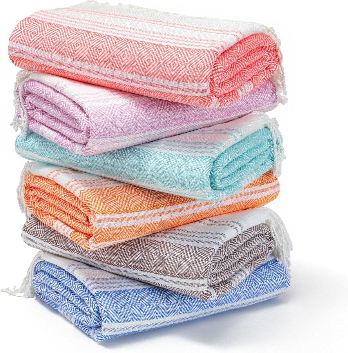 6 Packs Oversized Turkish Beach Towels Set Towel Bulk 74"x38" Extra Large Quick Dry Sand Free Light Swim Bath Camping Pool Towel Travel Blanket Essentials Cruise Accessories Adult Vacation