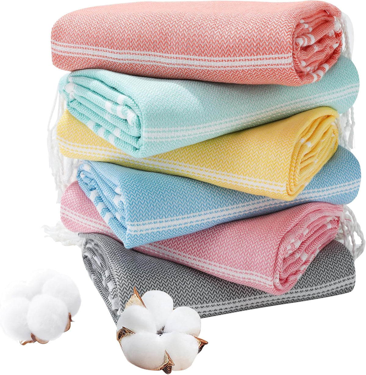 6 Packs Oversized Turkish Beach Towels Set Towel Bulk 74"x38" Extra Large Quick Dry Sand Free Light Swim Bath Camping Pool Towel Travel Blanket Essentials Cruise Accessories Adult Vacation