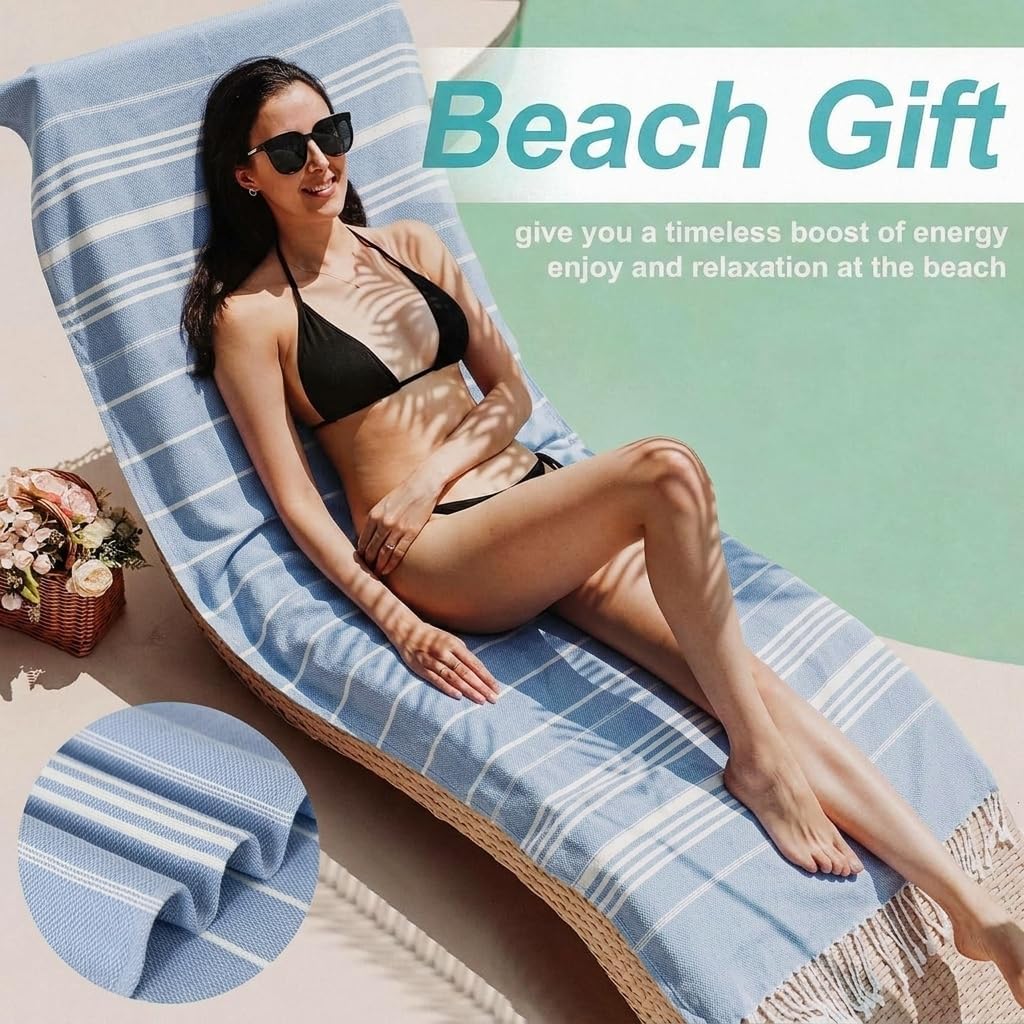 6 Packs Oversized Turkish Beach Towels Set Towel Bulk 74"x38" Extra Large Quick Dry Sand Free Light Swim Bath Camping Pool Towel Travel Blanket Essentials Cruise Accessories Adult Vacation
