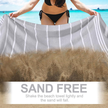 6 Packs Oversized Turkish Beach Towels Set Towel Bulk 74"x38" Extra Large Quick Dry Sand Free Light Swim Bath Camping Pool Towel Travel Blanket Essentials Cruise Accessories Adult Vacation