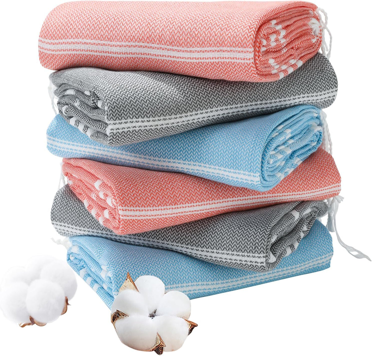 6 Packs Oversized Turkish Beach Towels Set Towel Bulk 74"x38" Extra Large Quick Dry Sand Free Light Swim Bath Camping Pool Towel Travel Blanket Essentials Cruise Accessories Adult Vacation