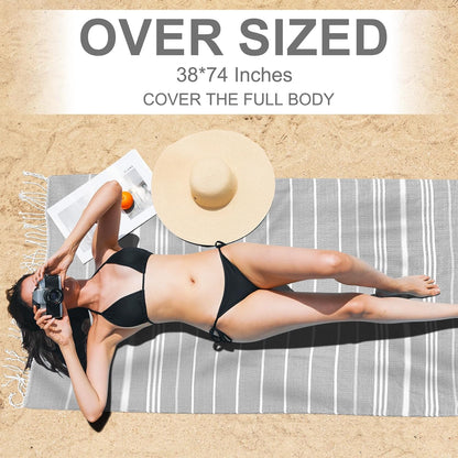 6 Packs Oversized Turkish Beach Towels Set Towel Bulk 74"x38" Extra Large Quick Dry Sand Free Light Swim Bath Camping Pool Towel Travel Blanket Essentials Cruise Accessories Adult Vacation