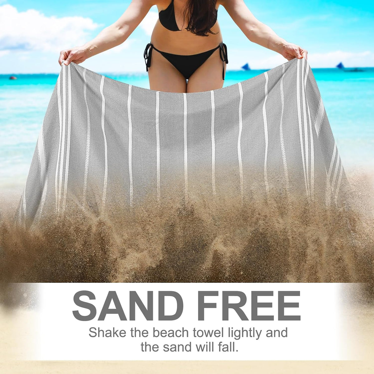 6 Packs Oversized Turkish Beach Towels Set Towel Bulk 74"x38" Extra Large Quick Dry Sand Free Light Swim Bath Camping Pool Towel Travel Blanket Essentials Cruise Accessories Adult Vacation