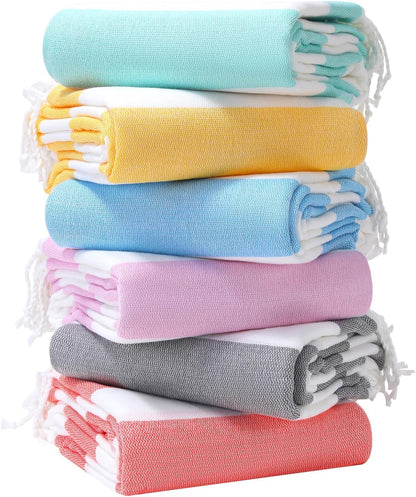 6 Packs Oversized Turkish Beach Towels Set Towel Bulk 74"x38" Extra Large Quick Dry Sand Free Light Swim Bath Camping Pool Towel Travel Blanket Essentials Cruise Accessories Adult Vacation