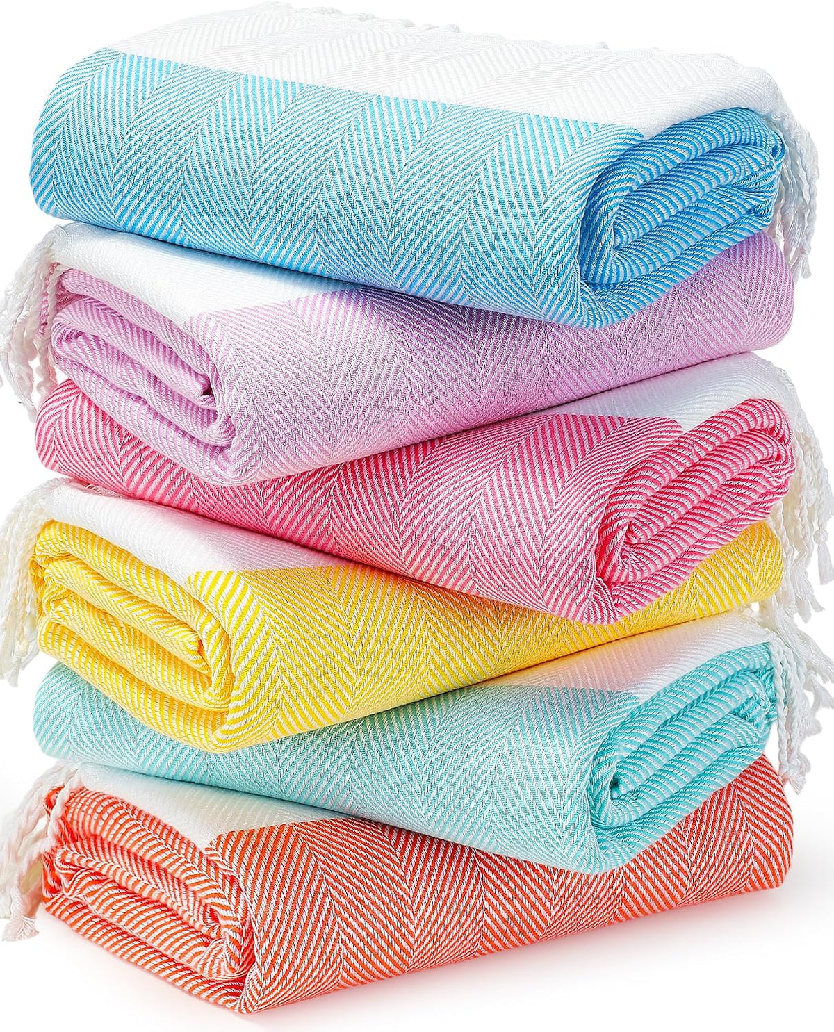 6 Packs Oversized Turkish Beach Towels Set Towel Bulk 74"x38" Extra Large Quick Dry Sand Free Light Swim Bath Camping Pool Towel Travel Blanket Essentials Cruise Accessories Adult Vacation