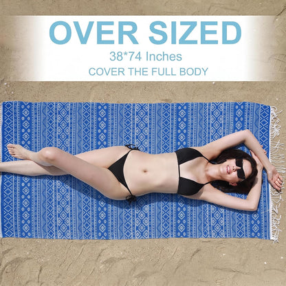 6 Packs Oversized Turkish Beach Towels Set Towel Bulk 74"x38" Extra Large Quick Dry Sand Free Light Swim Bath Camping Pool Towel Travel Blanket Essentials Cruise Accessories Adult Vacation