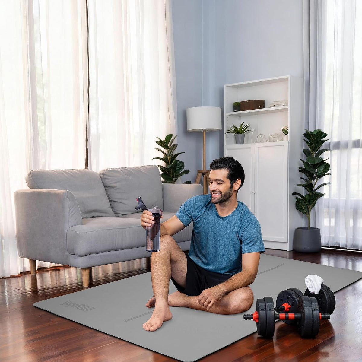 Large Yoga Mat (6'x4') – 1/4" & 1/2" Thick Exercise Mats for Home Workout, Extra Wide Workout Mats for Home Gym, Yoga, Pilates, Stretching, Floor & More