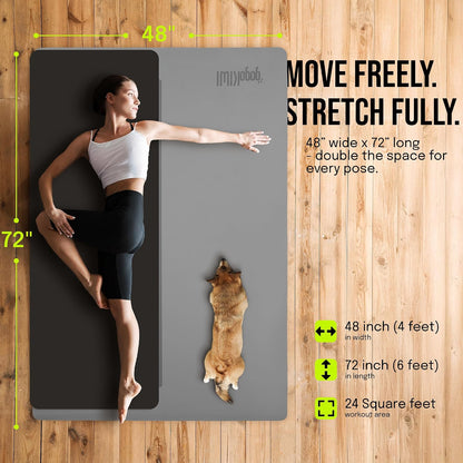 Large Yoga Mat (6'x4') – 1/4" & 1/2" Thick Exercise Mats for Home Workout, Extra Wide Workout Mats for Home Gym, Yoga, Pilates, Stretching, Floor & More