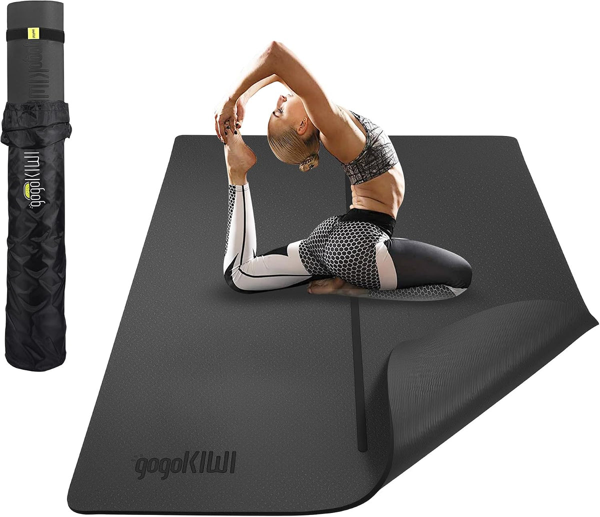Large Yoga Mat (6'x4') – 1/4" & 1/2" Thick Exercise Mats for Home Workout, Extra Wide Workout Mats for Home Gym, Yoga, Pilates, Stretching, Floor & More