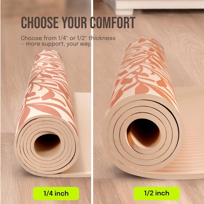 Large Yoga Mat (6'x4') – 1/4" & 1/2" Thick Exercise Mats for Home Workout, Extra Wide Workout Mats for Home Gym, Yoga, Pilates, Stretching, Floor & More