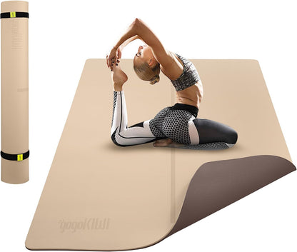 Large Yoga Mat (6'x4') – 1/4" & 1/2" Thick Exercise Mats for Home Workout, Extra Wide Workout Mats for Home Gym, Yoga, Pilates, Stretching, Floor & More