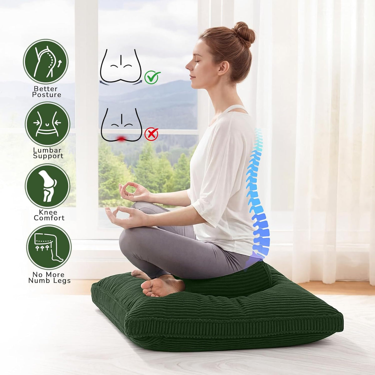 Meditation Cushion, 32x32inch Meditation Floor Pillow for Adults