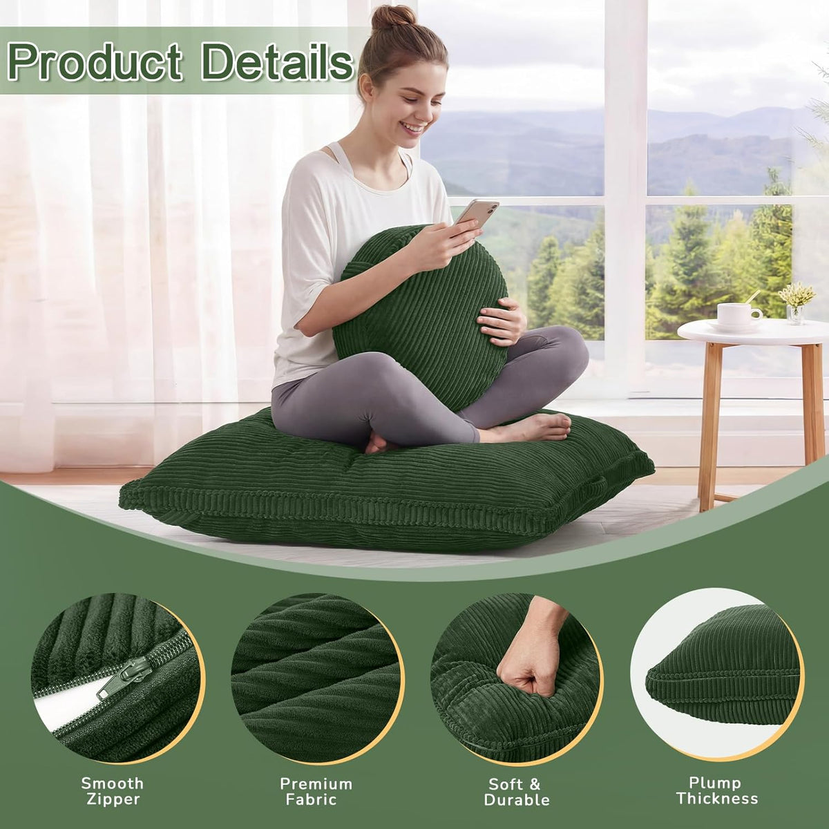 Meditation Cushion, 32x32inch Meditation Floor Pillow for Adults
