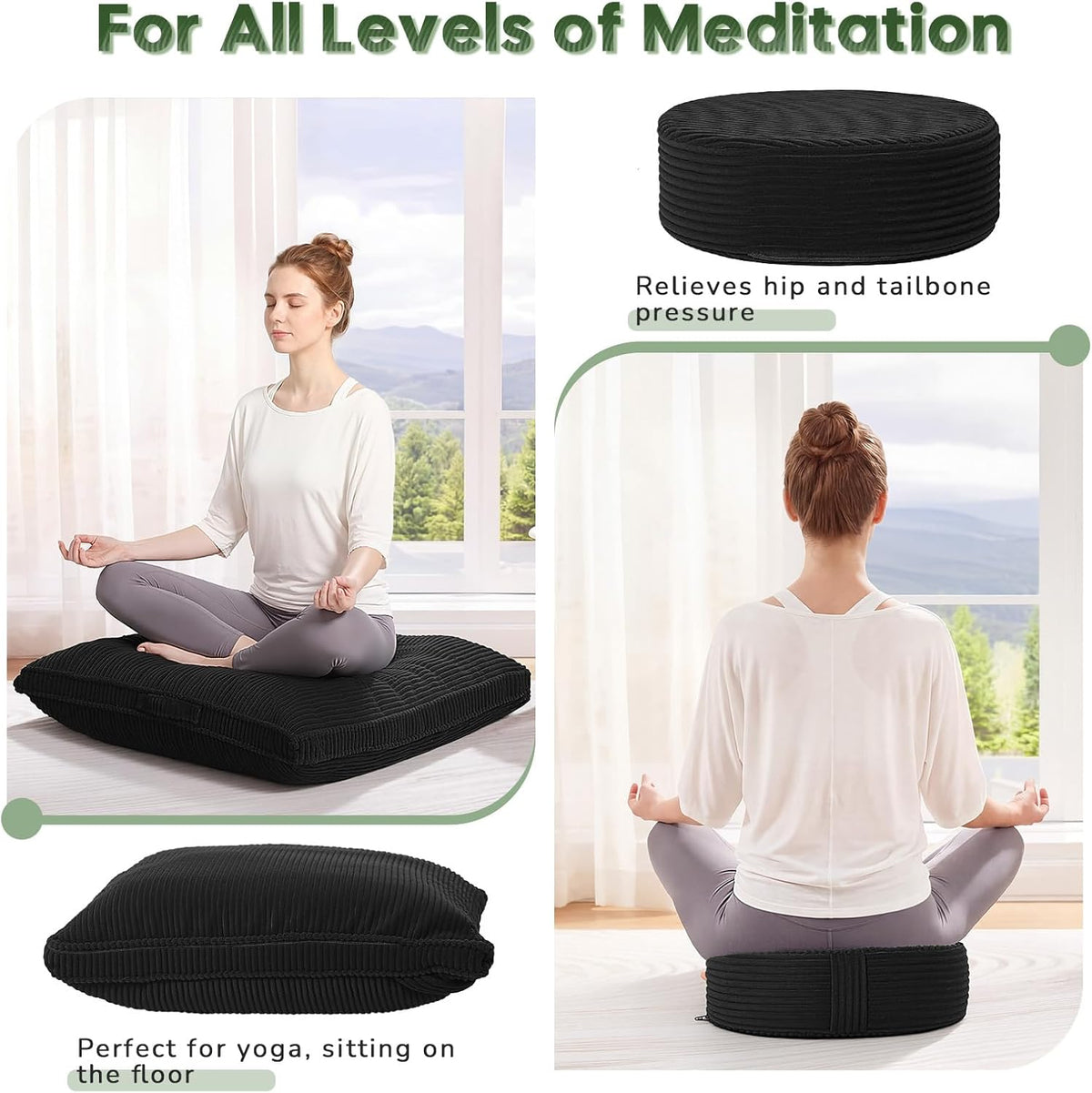 Meditation Cushion, 32x32inch Meditation Floor Pillow for Adults