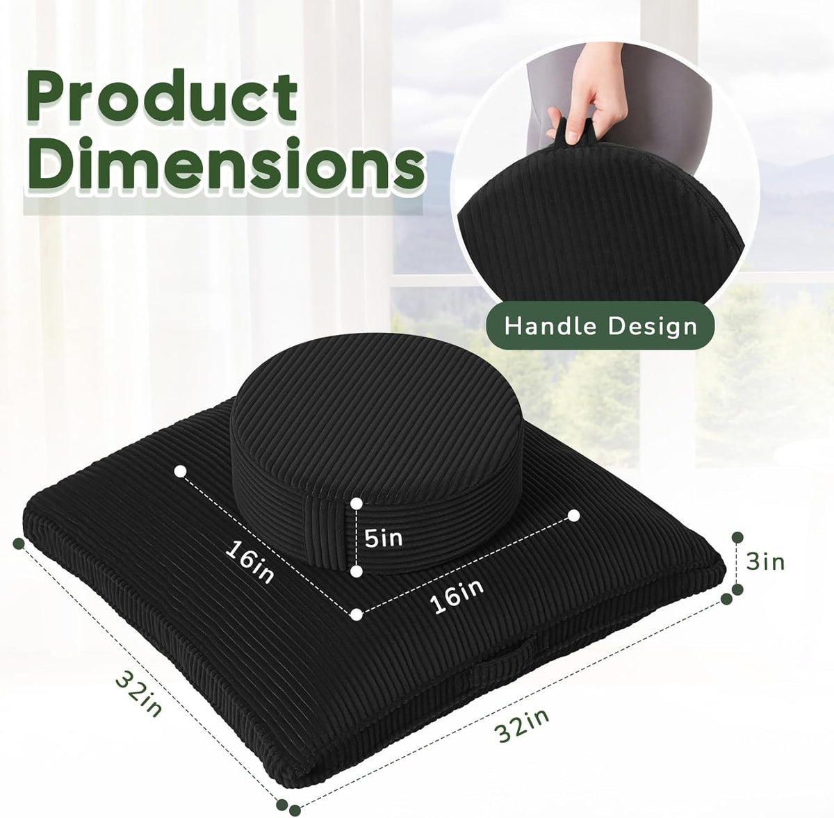 Meditation Cushion, 32x32inch Meditation Floor Pillow for Adults
