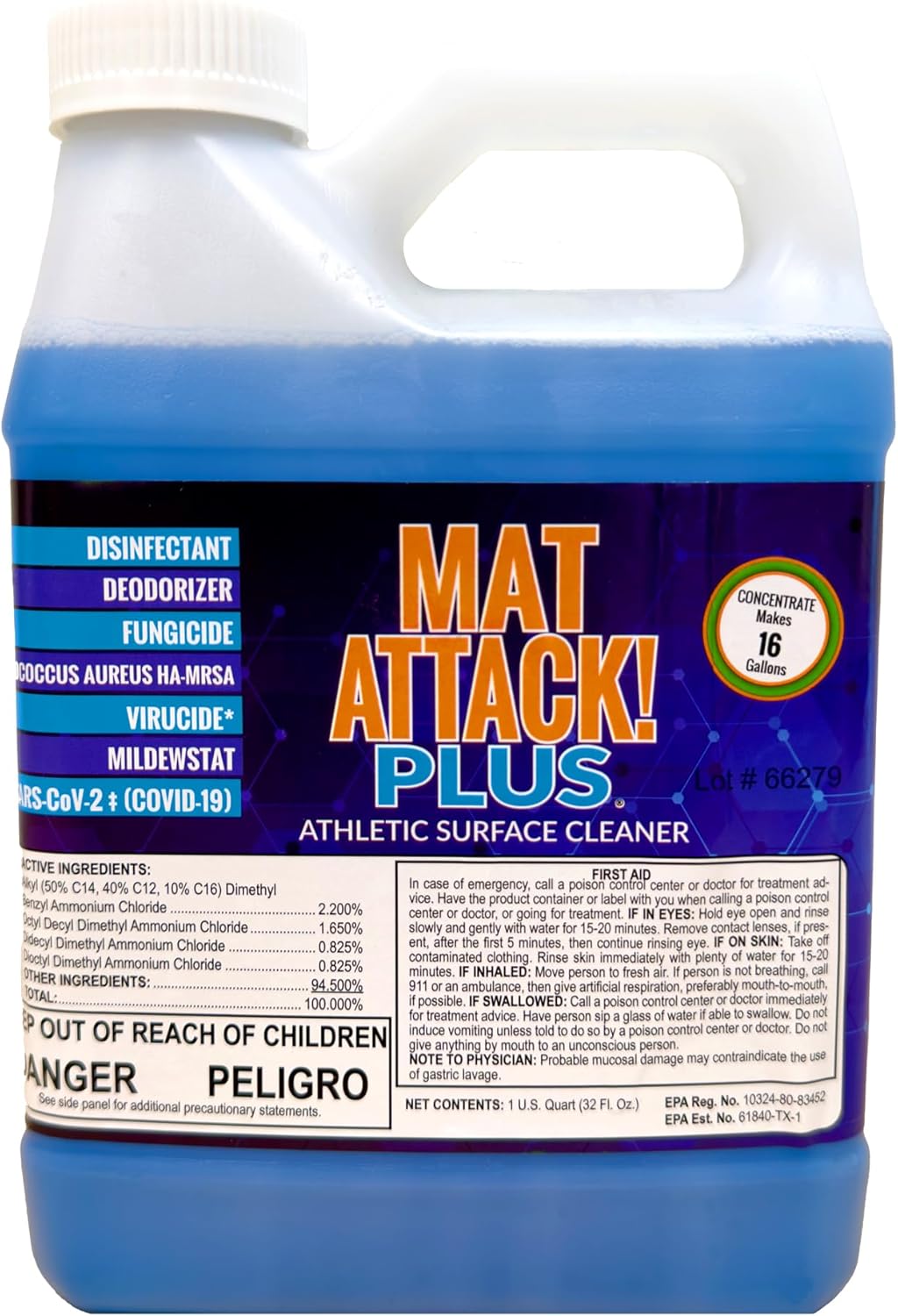 Mat Attack! Wrestling Mat Cleaner, Rubber Floor Cleaner-Quart