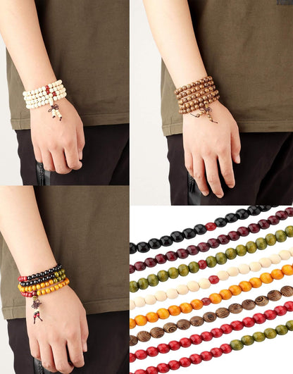 108 Mala Bead Bracelets 8MM Tibetan Buddha Wood Beaded Sandalwood Bracelets