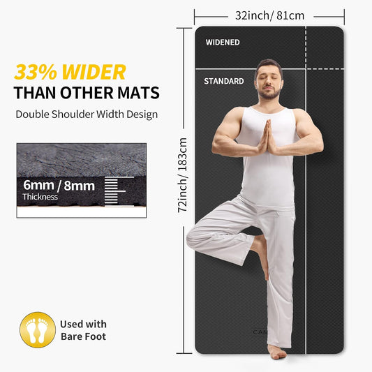 Extra Wide Yoga Mat for Women and Men (72"/84"x 32"x 1/4") TPE Workout Mat, Non-slip Large Exercise Fitness Mat for Yoga, Pilates, Workout