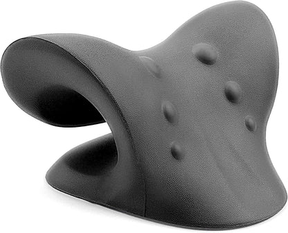 Neck and Shoulder Relaxer, Cervical Traction Device for TMJ Pain Relief and Cervical Spine Alignment, Chiropractic Pillow, Neck Stretcher (Black)