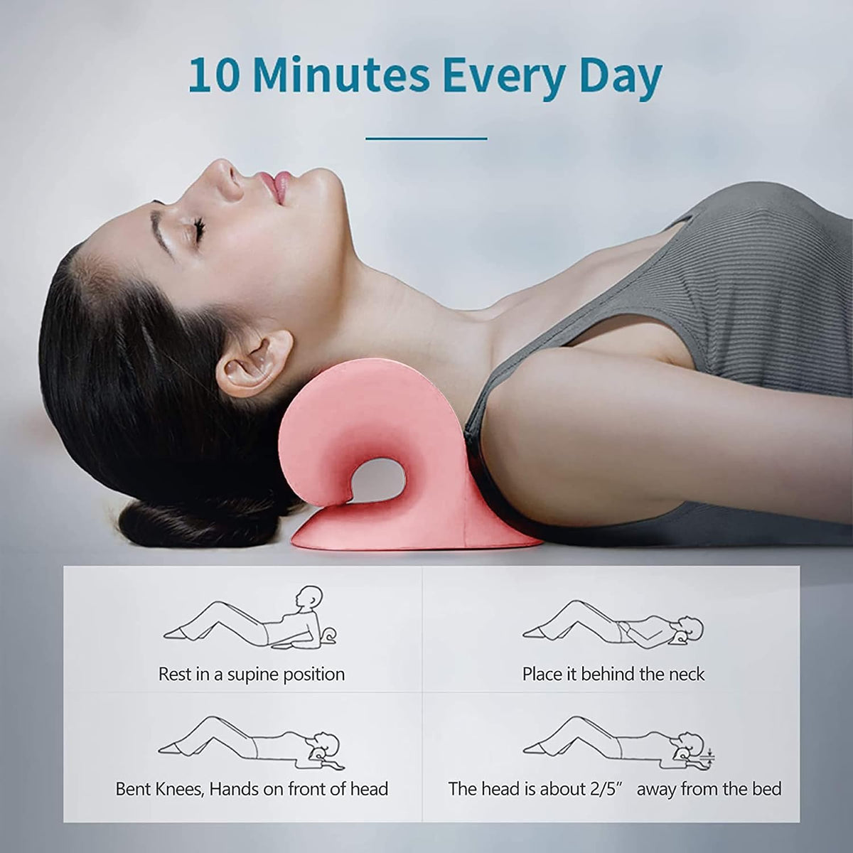 Neck and Shoulder Relaxer, Cervical Traction Device for TMJ Pain Relief and Cervical Spine Alignment, Chiropractic Pillow, Neck Stretcher (Black)