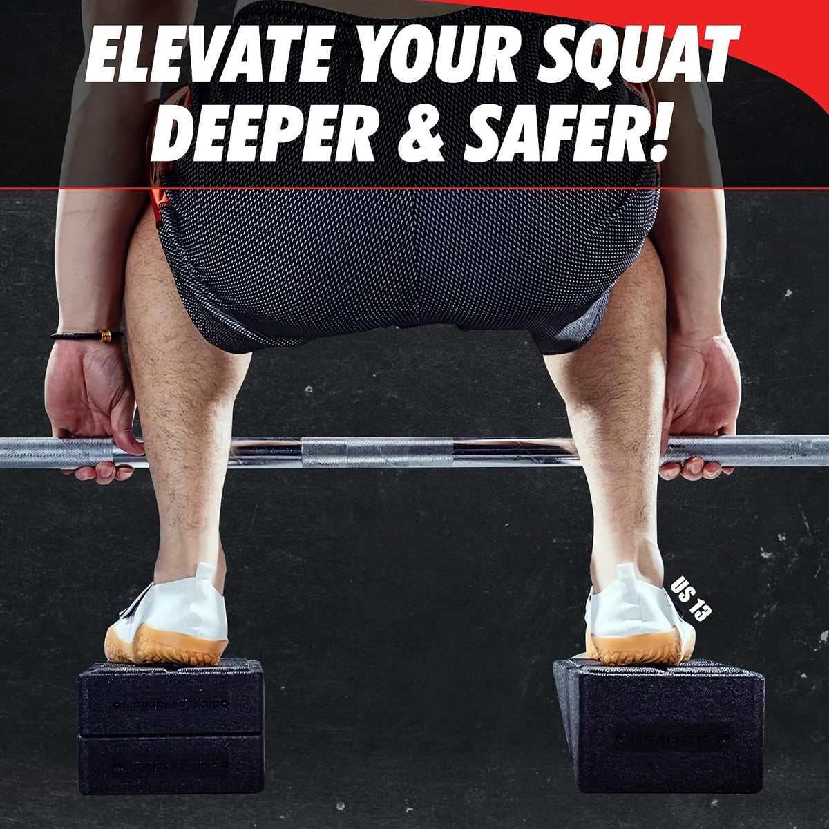 Squat Wedge Block – Heel Elevated Squat Platform for Deep Squats, ATG Training, Ankle Mobility, 4-Angle Adjustable Slant Board for Calf Stretching, Knee Pain Relief, 440 lbs