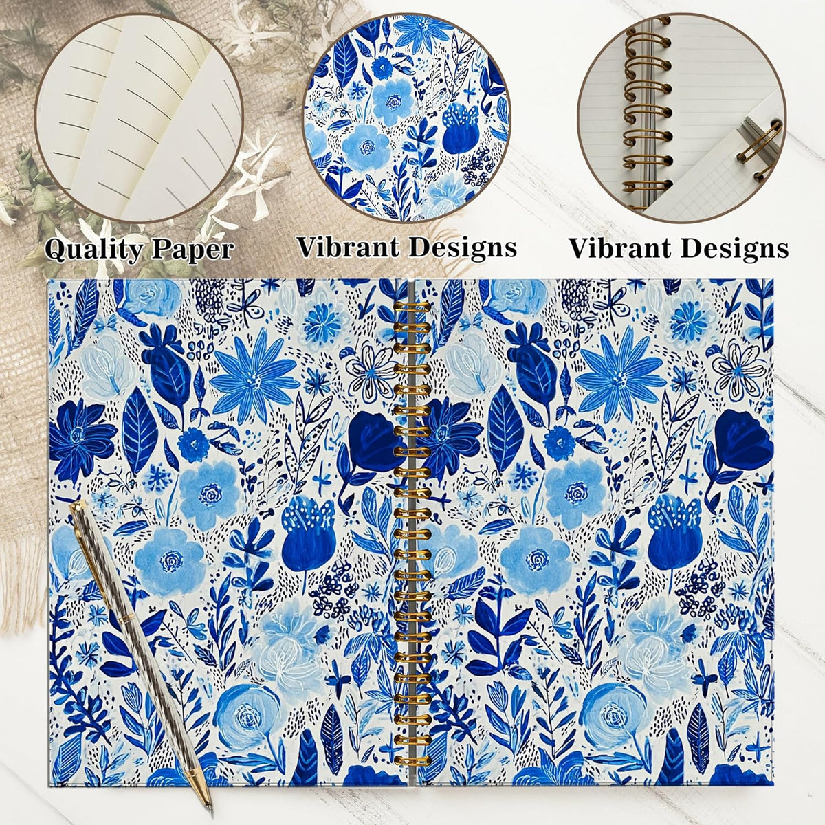 Journaling Notebooks for Women, Lotus Notebook -Meditation Yoga Spiritual Inspirational Planner Notebook Journal Gifts, A5 Spiral Journal Notebook Office Supplies Gifts for Women Birthday Christmas (Golden)