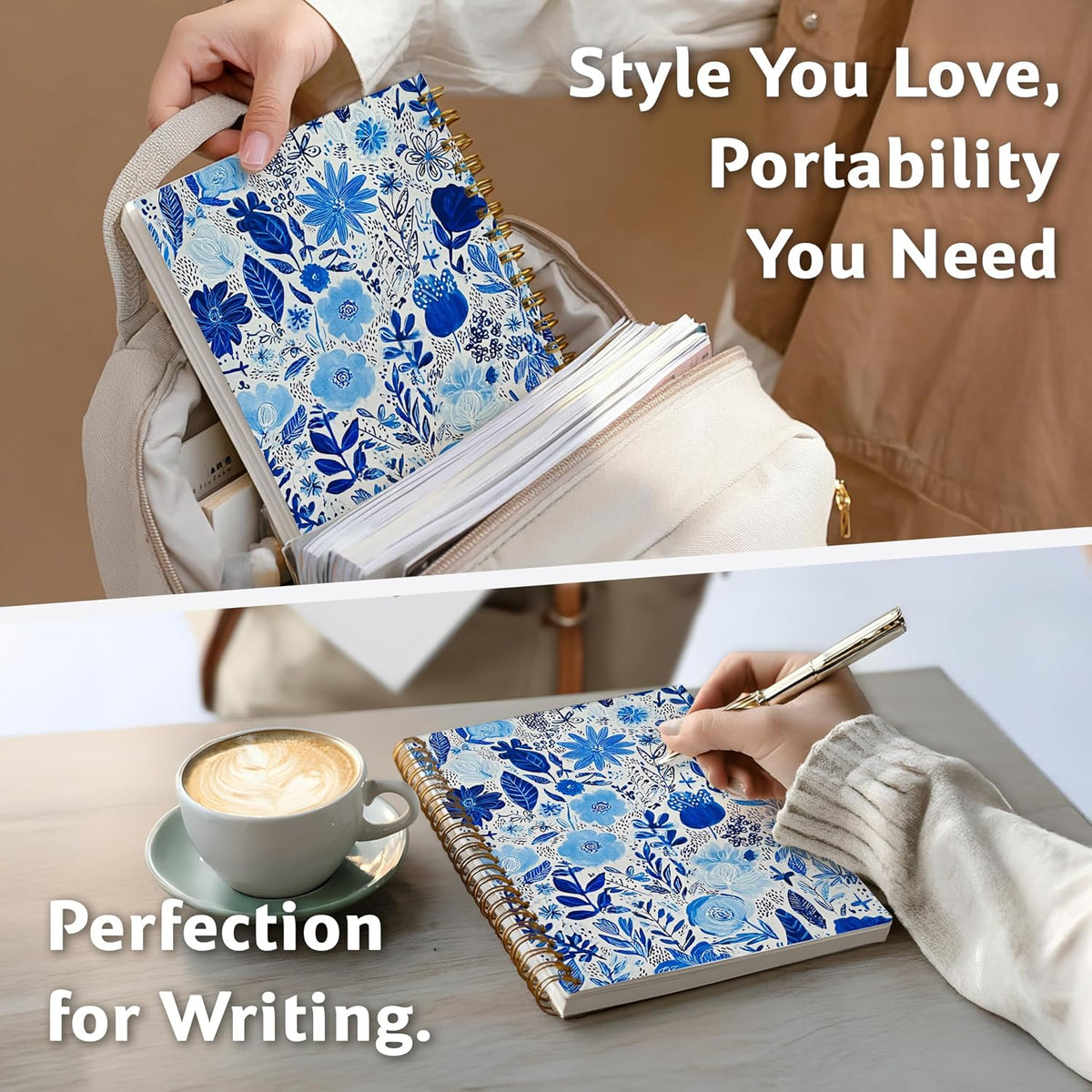 Journaling Notebooks for Women, Lotus Notebook -Meditation Yoga Spiritual Inspirational Planner Notebook Journal Gifts, A5 Spiral Journal Notebook Office Supplies Gifts for Women Birthday Christmas (Golden)